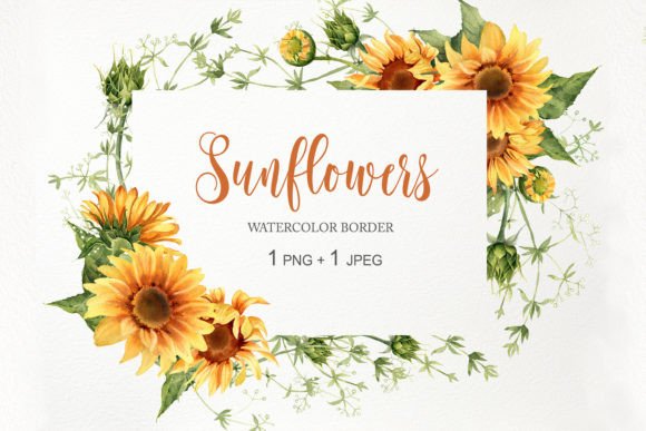 Download Watercolor Sunflower Border Frame PNG - Border Collection