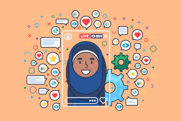 Download Arabian Female Streamer Flat Color Image - Premium Resources